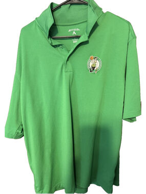 Boston Celtics Antigua Polo Shirt Men Size L NBA Green